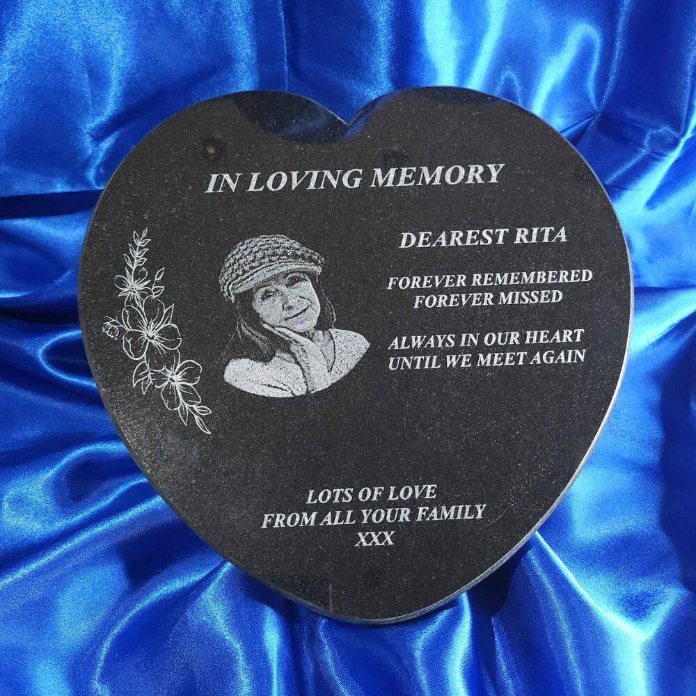 Memorial Plaques With A Personalised Photo Laser Pic Engraved Granite Memorial Plaques